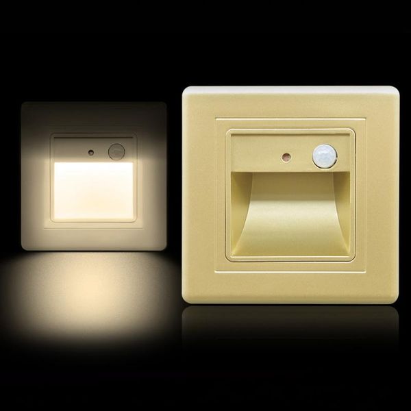 

wall lamps 3w recessed led stair light motion sensor 85-265v foot lamp human body induction stairway footlight corner
