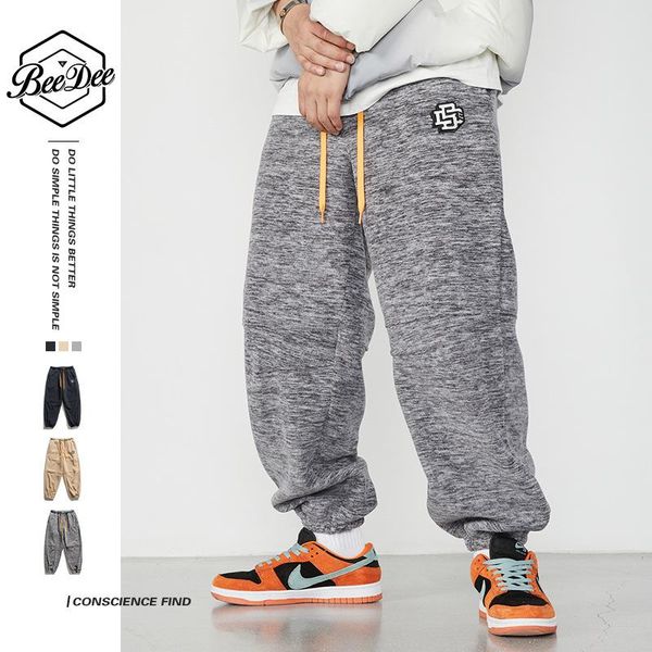 

men's pants beedee logo embroidery drawstring sweatpants men trousers loose women's streetwear autumn and winter clothing 2021, Black
