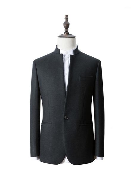 

men's suits & blazers [chinese stand collar] brand suit business casual men single western fashion jacket tuxedo mao, White;black