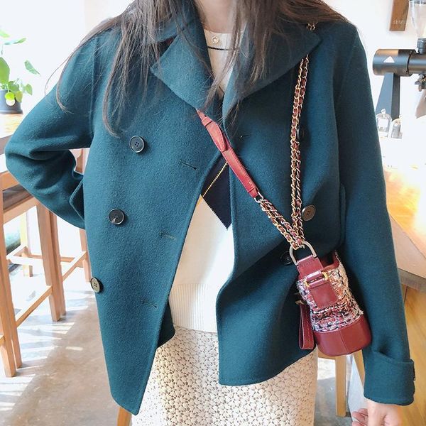 

dalian korean women's double-sided tweed coat small cashmere short wool & blends, Black