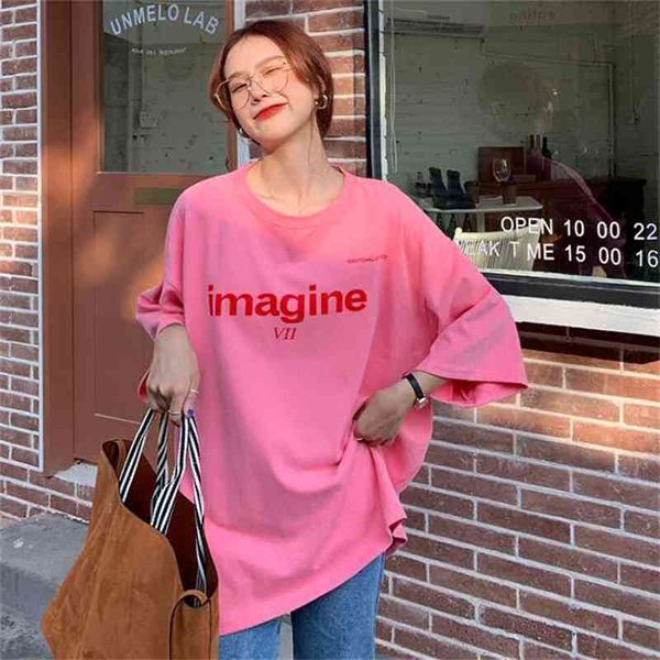 

3 sizes letter printed casual loose basic fashion college wind street style summer arrival women female t-shirts 210426, White