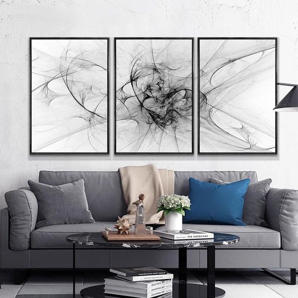 

nordic minimalist abstract line canvas paintings black and white posters prints el decoration wall art pictures living room
