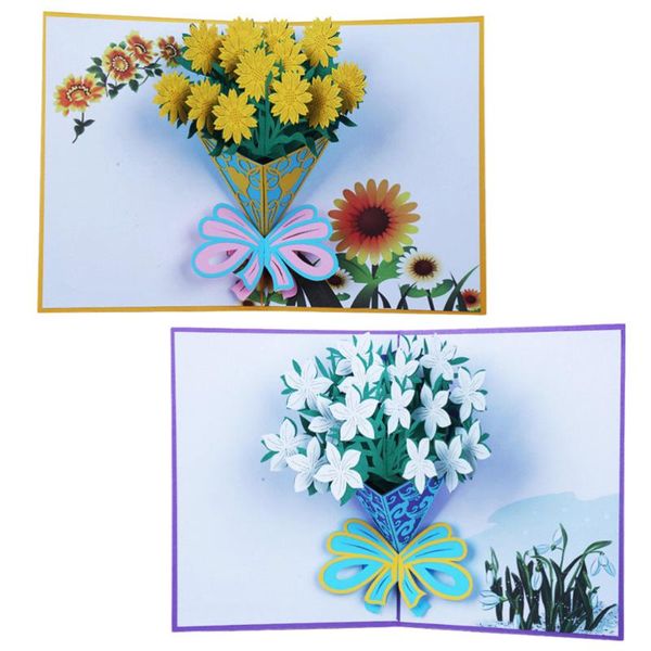 

greeting cards 2 pcs gardenia sunflower card 3d colorful folding flower decorative blessing for thanksgiving birthday (p