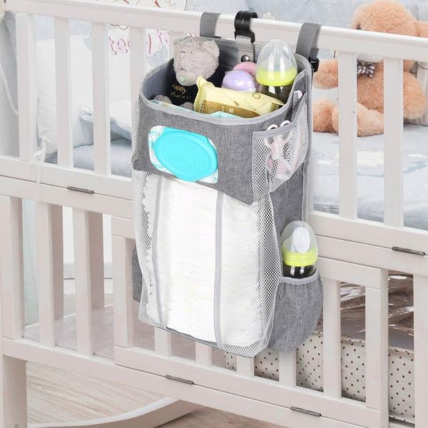 

diaper bags baby crib hanging bag portable multi-functional foldable pocket storage for diapers feeding bottles wet wipes toys