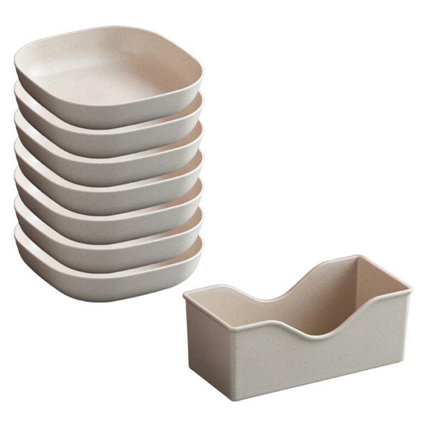 

dishes & plates 7pcs square wheat straw salad bowl reusable serving with rack