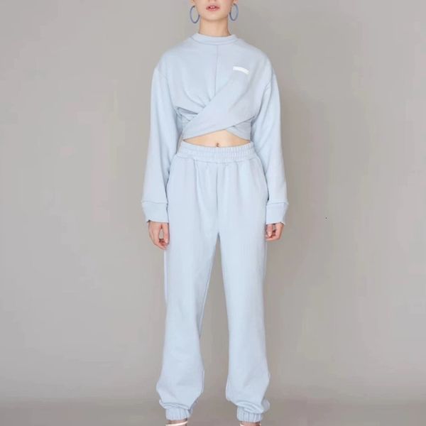 

women's two piece pants set women autumn crop high waist joggers z8vx, White