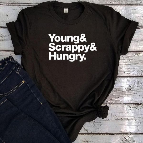 

women's t-shirt young scrappy and hungry women shirts pink casual kawaii funny graphic tees 90s musical lover, White