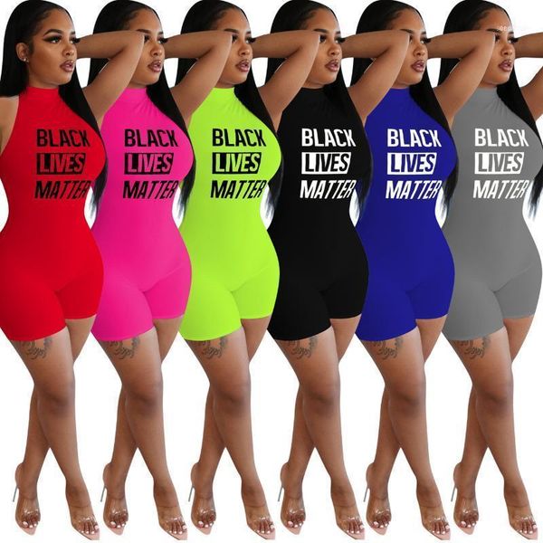 

women's jumpsuits & rompers letter print shorts women jumpsuit sleeveless turtleneck beach playsuit lady skinny bodysuit summer clothin, Black;white
