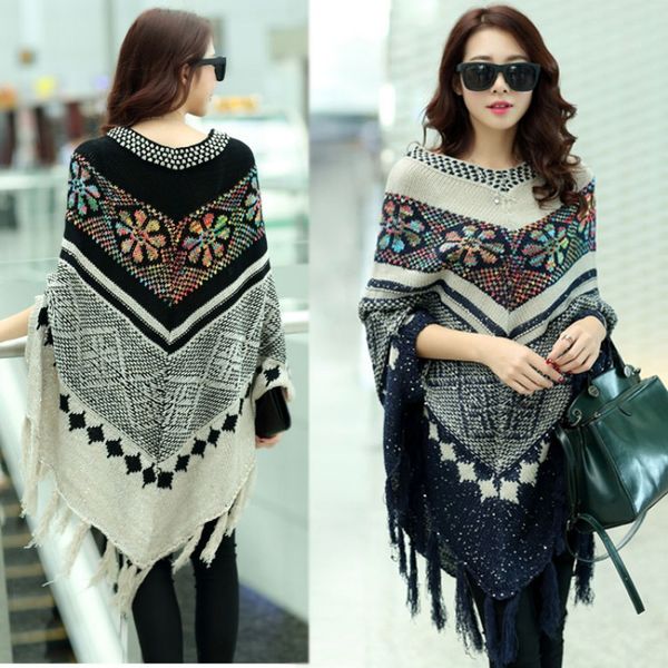 

2021 new fashion winter warm plaid capes & ponchos for women oversized shawls wraps cashmere pashmina female tassel mujerg, Blue;gray