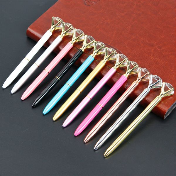

6pieces/lot new 1pcs kawaii fountain pen big diamond metal ballpen large diamond stationery magical pen fashion school office supplies