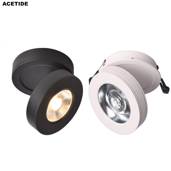

downlights acetide dimmable 3w/5w/7w/12w cob lamp recessed downlight 360 degree rotatable 90degree foldable led spot light indoor lighting