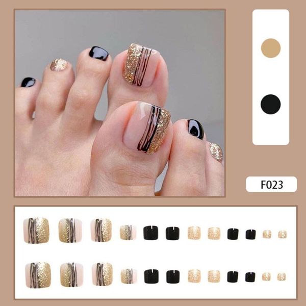 

false nails 24pcs/box fashion gold square head toes diy detachable fake full cover acrylic nail tips with glue women, Red;gold