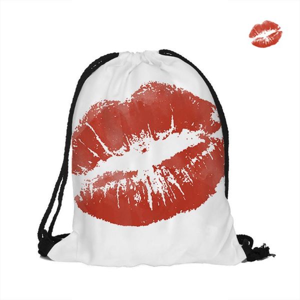 

backpack kiss collection rose color drawstring for lover shopping fashion polyester bags women men pouch backpacks shoulder bag
