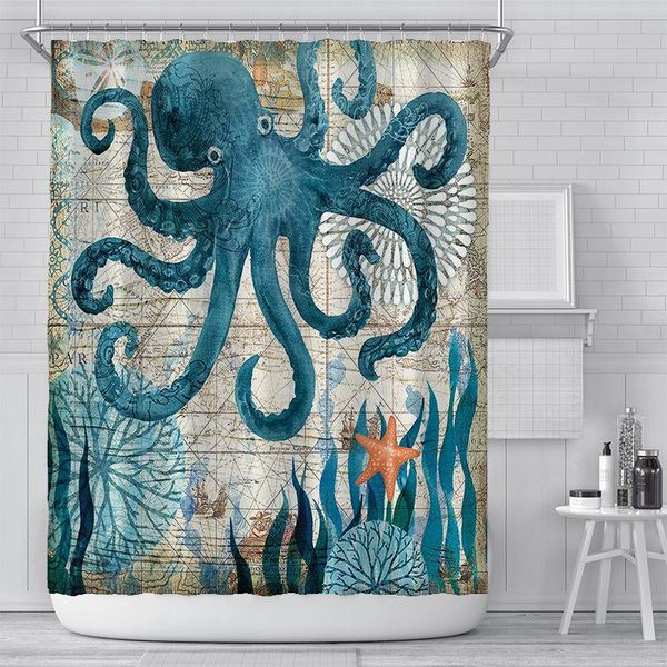 

shower curtains straight marine animal digital printing curtain waterproof polyester bathroom