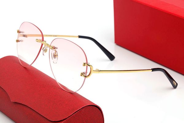 

designer sunglasses Polit Eyeglasses frames temples with Alloy Metal rimless oversized clear black lens sport shape for men woman eyewear accessories