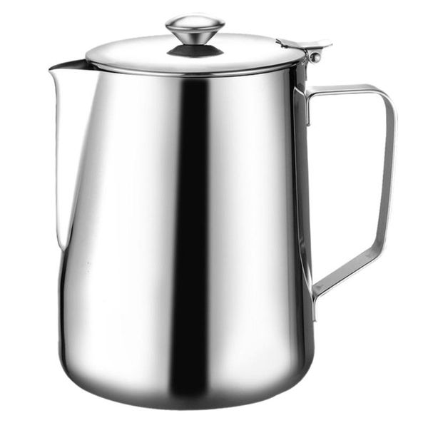 

mugs 1 pc 350 stainless steel frothing pitcher water kettle with lid (silver)