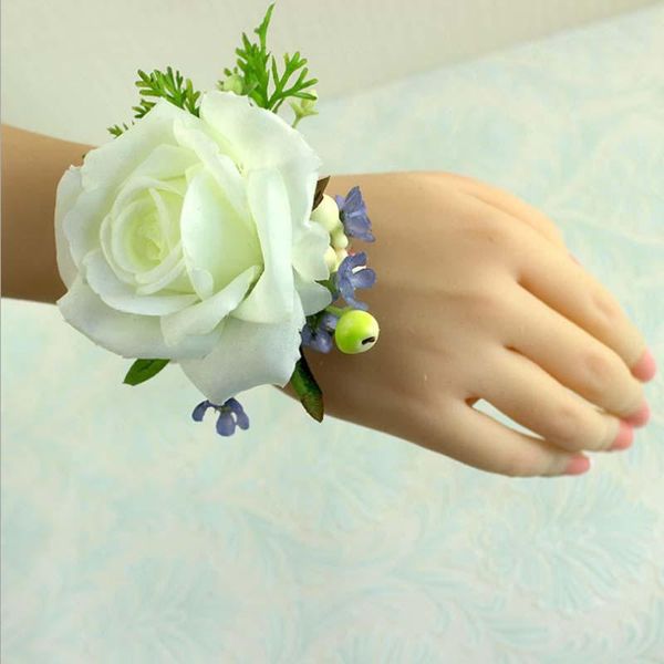 

decorative flowers & wreaths 6pcs/lot creative wrist flower with berry, stage flower, wedding accessories, banquet, conference,chest wholesa