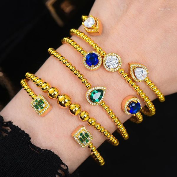 

godki luxury icedout cuban ball bangle bracelets dubai bridal jewelry for women wedding cubic zircon brincos para as mulheres1, Black