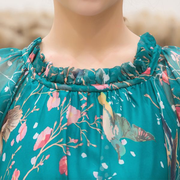 

2021plus size long sleeve bohemia floral beach maxi dress summer casual loose dresses lightweight chiffon bridesmaid sundress, Black;gray