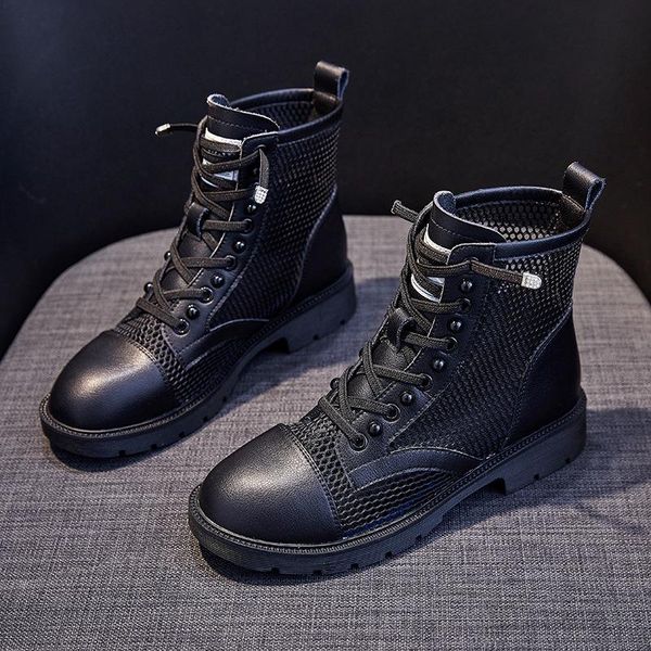 

boots 2021 summer comfortable and versatile hollow casual breathable thin style street fashion single, Black