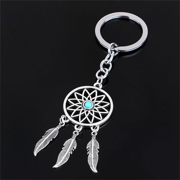 Fashion Dream Catcher Tone Key Chain Ring Nappe di piume Portachiavi Portachiavi per regali da donna e ragazza