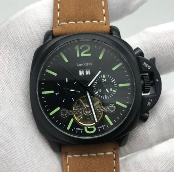 

wristwatches skeleton mens luxury watchsilver case leather strapautomatic sapphire glass self winding ++, Slivery;brown