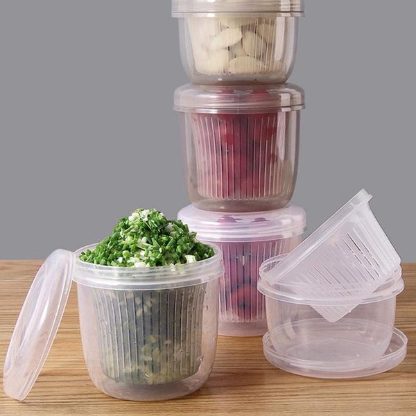 

storage bottles & jars double layer drained thickened onion fresh-keeping portable round box ginger fruit garlic containers kitchen z3o3