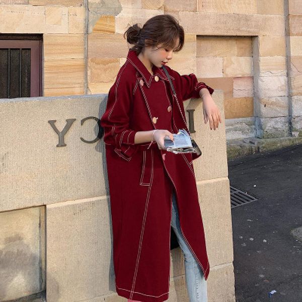 

women's trench coats 2021 autumn women temperament windbreaker female solid color jacket ladies elegant coat girls double breasted outw, Tan;black