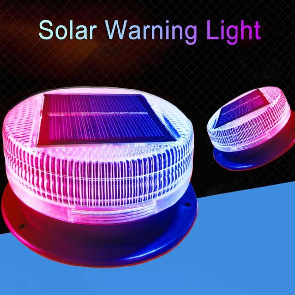 

solar warning light red blue alternating sensitive strobe flash 6 led safety lamp magnetic mounted outdoor for car vehicle night traffic