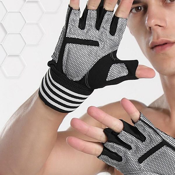 

cycling gloves bike mens and women weight lifting with wrist support breathable for gym training full palm protection, Black