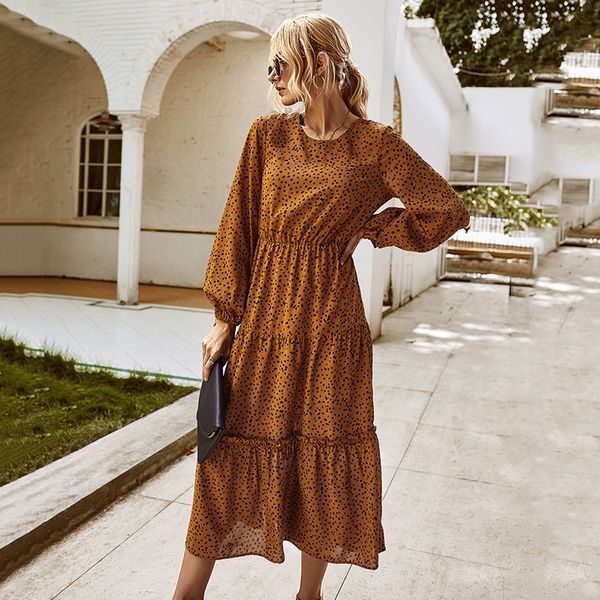 

2021long dress autumn winter elegant floral long sleeve ruched womens clothes party yellow ladies a line dresses new arrival 2021, Black;gray