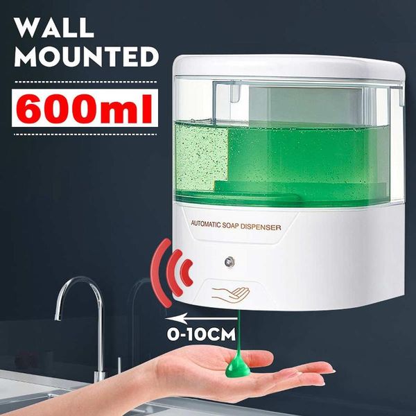 

liquid soap dispenser 600ml capacity automatic touchless sensor hand sanitizer detergent wall mounted for bathroom kitchen