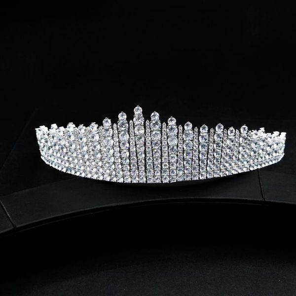 

hair clips & barrettes hibride fashion cz tiara crown wedding jewelry zirconia pave party headpiece women birthday bridal accessories c-, Golden;silver