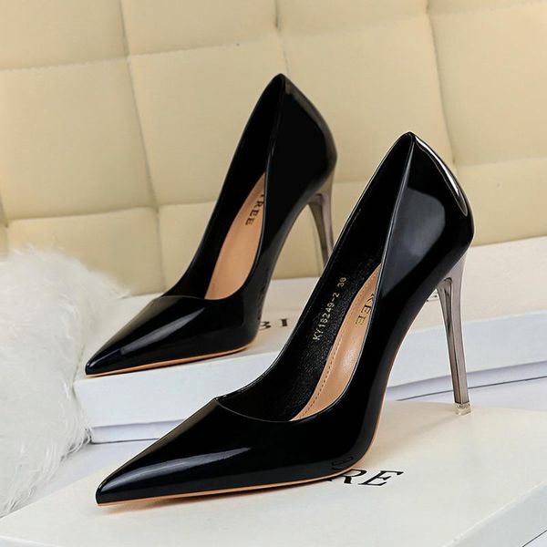 

dress shoes eshtonshero women thin high heel pumps pu leather pointed toe ladies wedding party platform woman summer size 3-12, Black