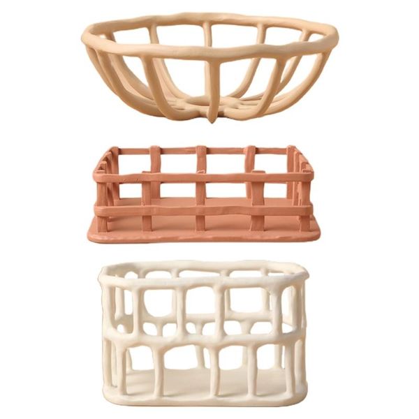 

storage baskets creative hollow fruit basket dessert organizer plate bread serving handcrafted tray platter retro classic props
