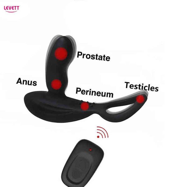 NXY Dildo Levett Usb Ricaricabile Massaggiatore Prostatico Spina Anale Maschile Giocattoli Del Sesso per Gli Uomini Anello Senza Fili Telecomando Vibratore 0105