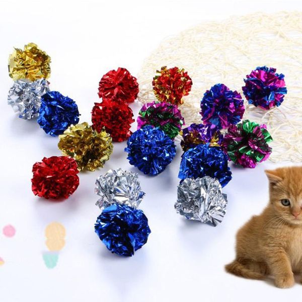 

cat toys 1pcs random color crinkle ball creative interactive mylar toy kitten funny sound
