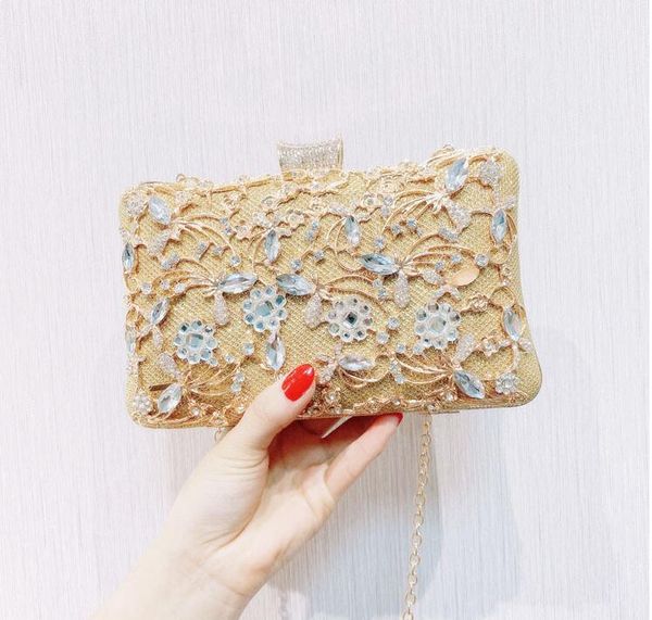 

2020 fashion women evening clutch bag handbags female day clutch wedding purse party banquet pink / gold / black chain shoulder bags