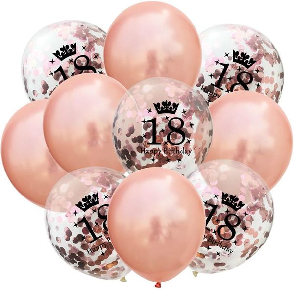 

1set 18th rose gold happy birthday latex balloons wedding decoration confetti balloon baby shower party baloon ribbon
