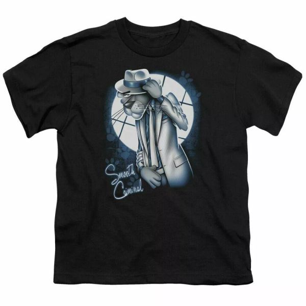 

pink panther smooth criminal kids youth t shirt licensed cartoon tee black, White;black