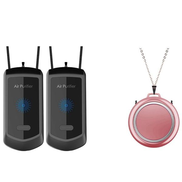 

air purifiers 3pcs necklace purifier, wearable neck hanging usb car portable oxygen bar negative ion purifier