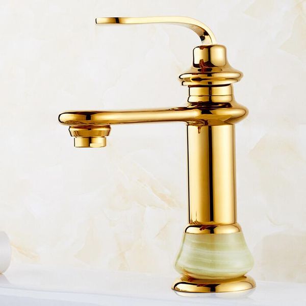 

bathroom sink faucets l16006 - luxury deck mounted gold color brass lavatory tap