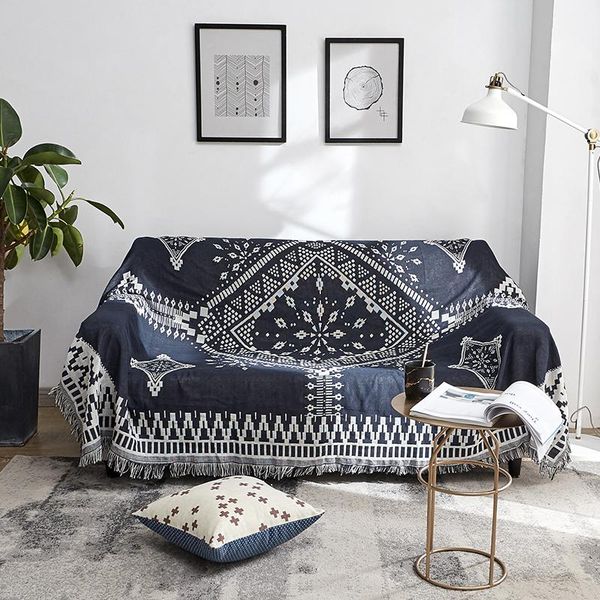 

blankets nordic geometric knitted throw blanket cotton sofa carpet bed/travel stitching double-sided use home textile