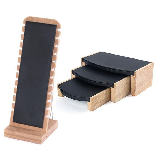 

jewelry pouches, bags 3 pcs pendant necklace bracelet ring earring display stand & 1 modern bamboo storage rack, Pink;blue