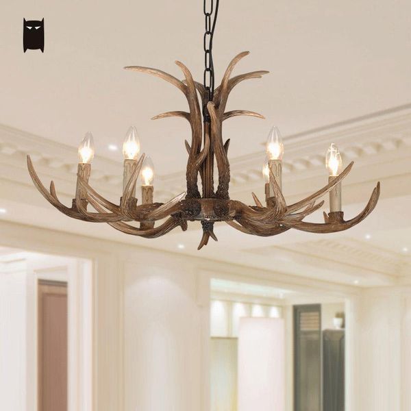 

chandeliers resin deer horn antler chandelier light fixture retro vintage industrial antique ceiling hanging lamp lustre luminaria salon