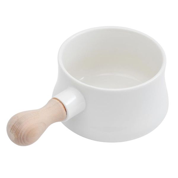 

bowls fashion porcelain soup dessert bowl noodle wood handle ceramic breakfast for home (white, about 380ml)