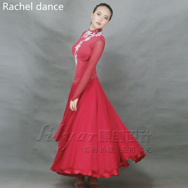 

women big skirt long sleeves salsa tango rumba flamengo ballroom latin dance competition costumes, Black;red