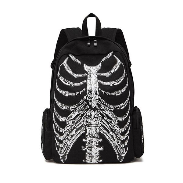

printed backpack trend canvas bag skull personality women's leisure men's