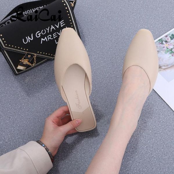 

slippers closed toe half women's shoes summer outdoor wear 2021 internet celebrity fashion sandals flat-heeled lazy, Black