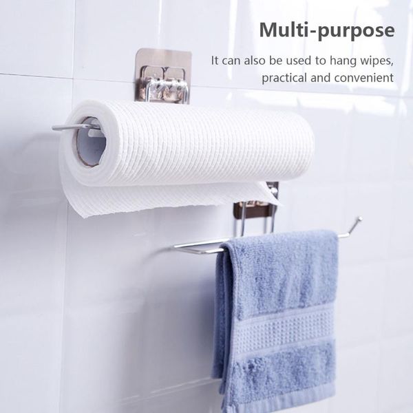 

hooks & rails self-adhesive towel holder rack kitchen under cabinet cup paper hanger organizer bathroom bar shelf roll
